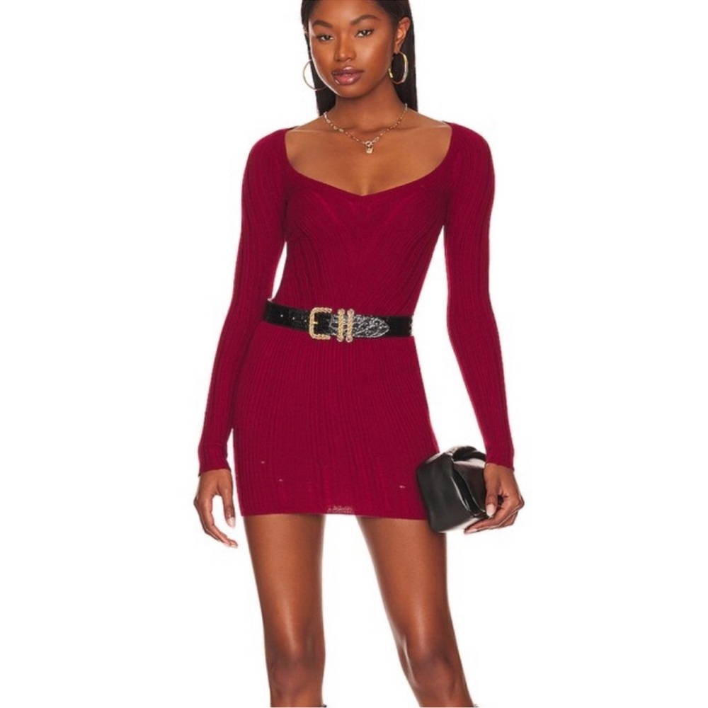Lovers and Friends Revolve V Neck Pullover Knit Top Burgundy Brand New With Tags
